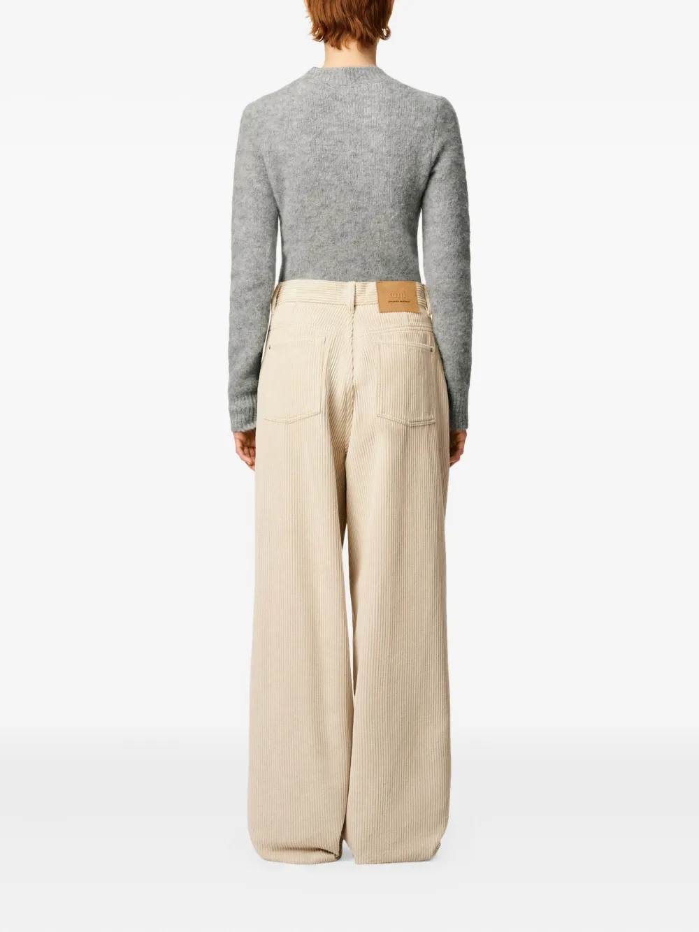 AMI Paris Broek met wijde pijpen Beige