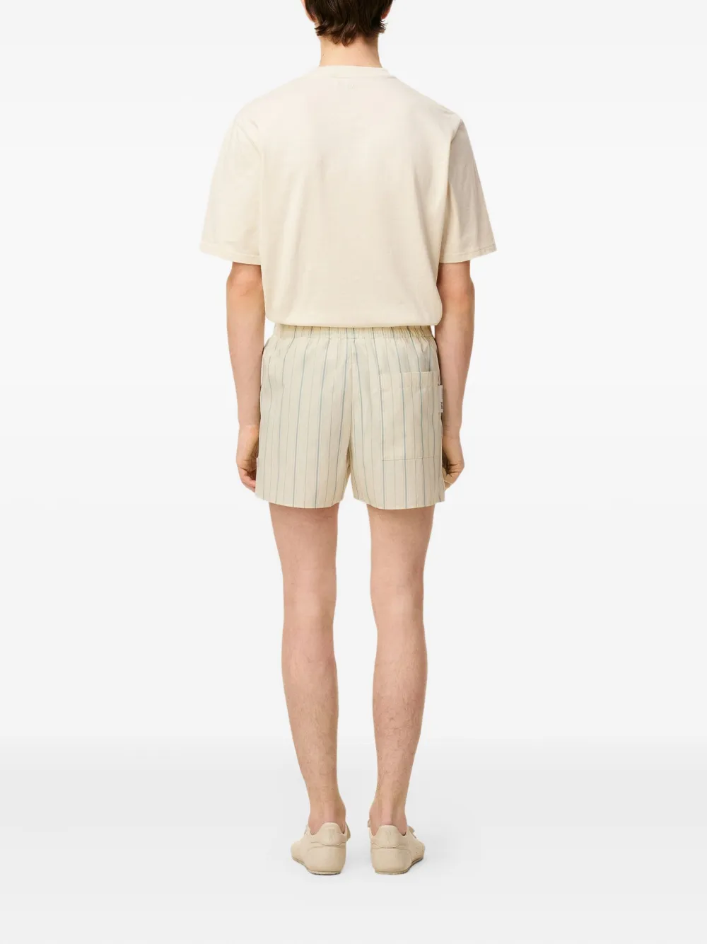 AMI Paris Gestreepte shorts Beige