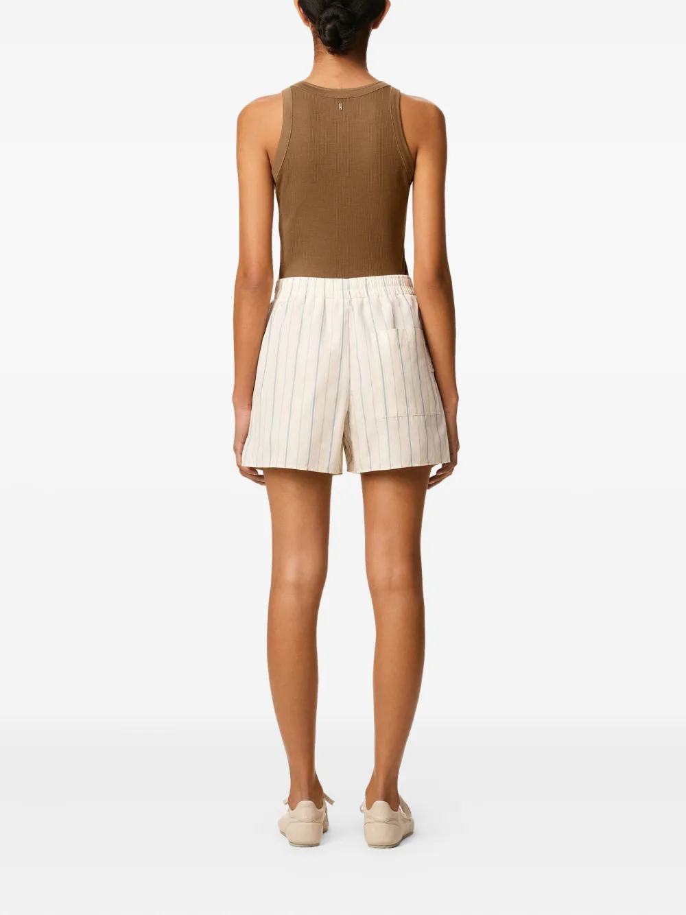 AMI Paris Gestreepte shorts Beige