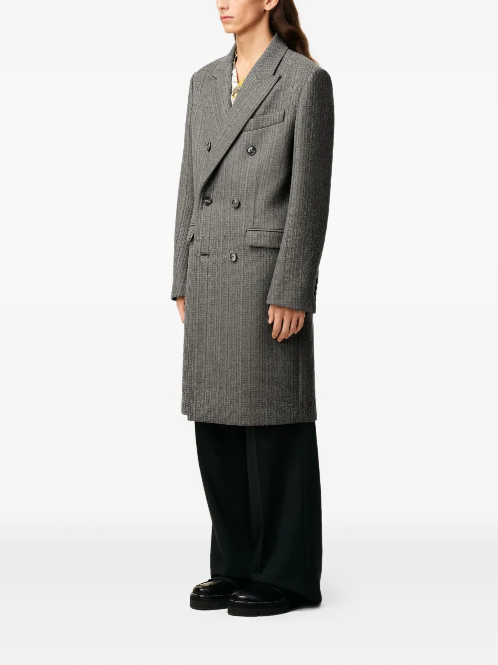 AMI Paris herringbone double-breasted coat Grijs