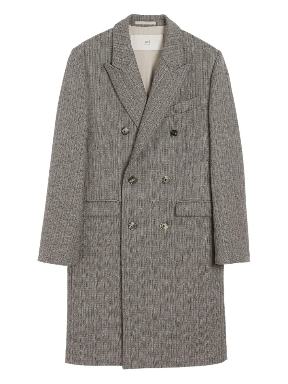 AMI Paris herringbone double-breasted coat Grijs