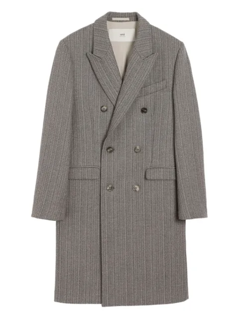 AMI Paris herringbone double-breasted coat