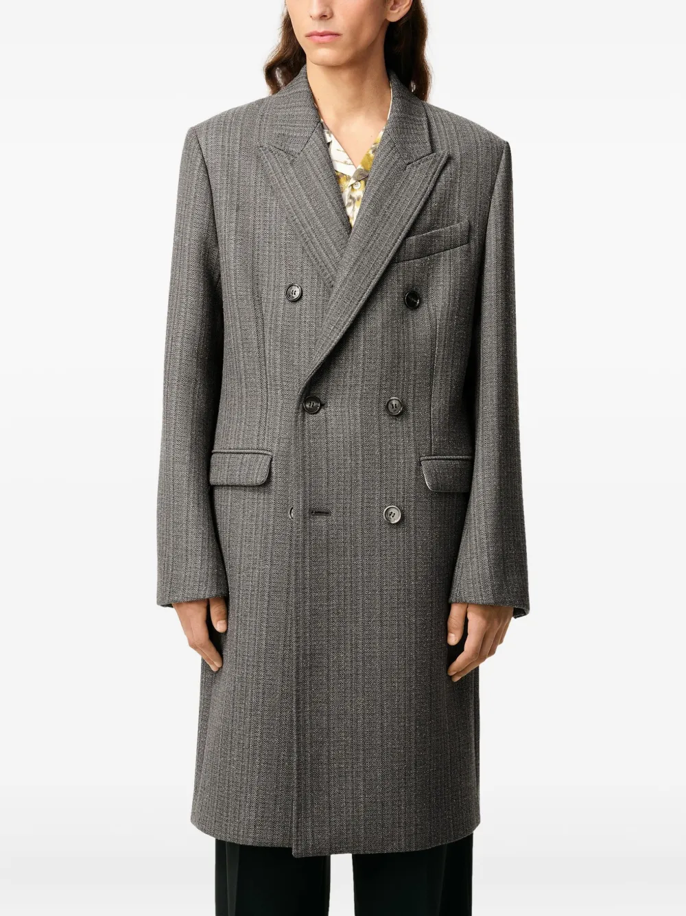 AMI Paris herringbone double-breasted coat Grijs
