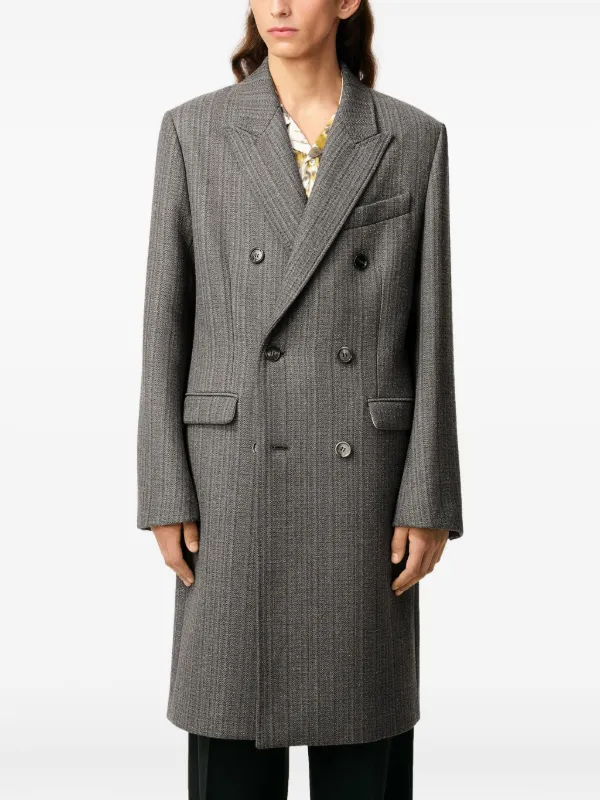 AMI Paris Manteau Croisé à Motif De Chevrons Gris FARFETCH FR