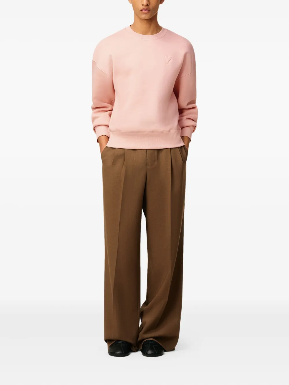 AMI Paris Sweater met logo Roze