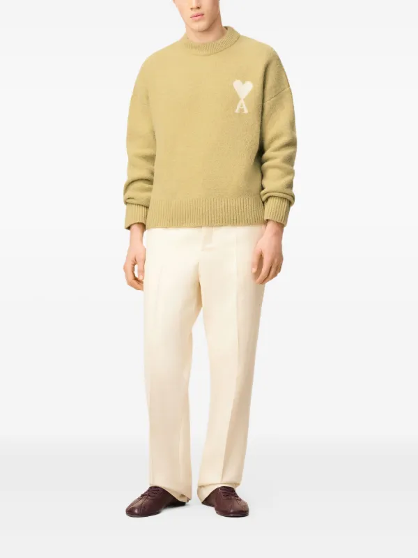 AMI Paris Ami De Coeur クルーネックセーター | グリーン | FARFETCH JP