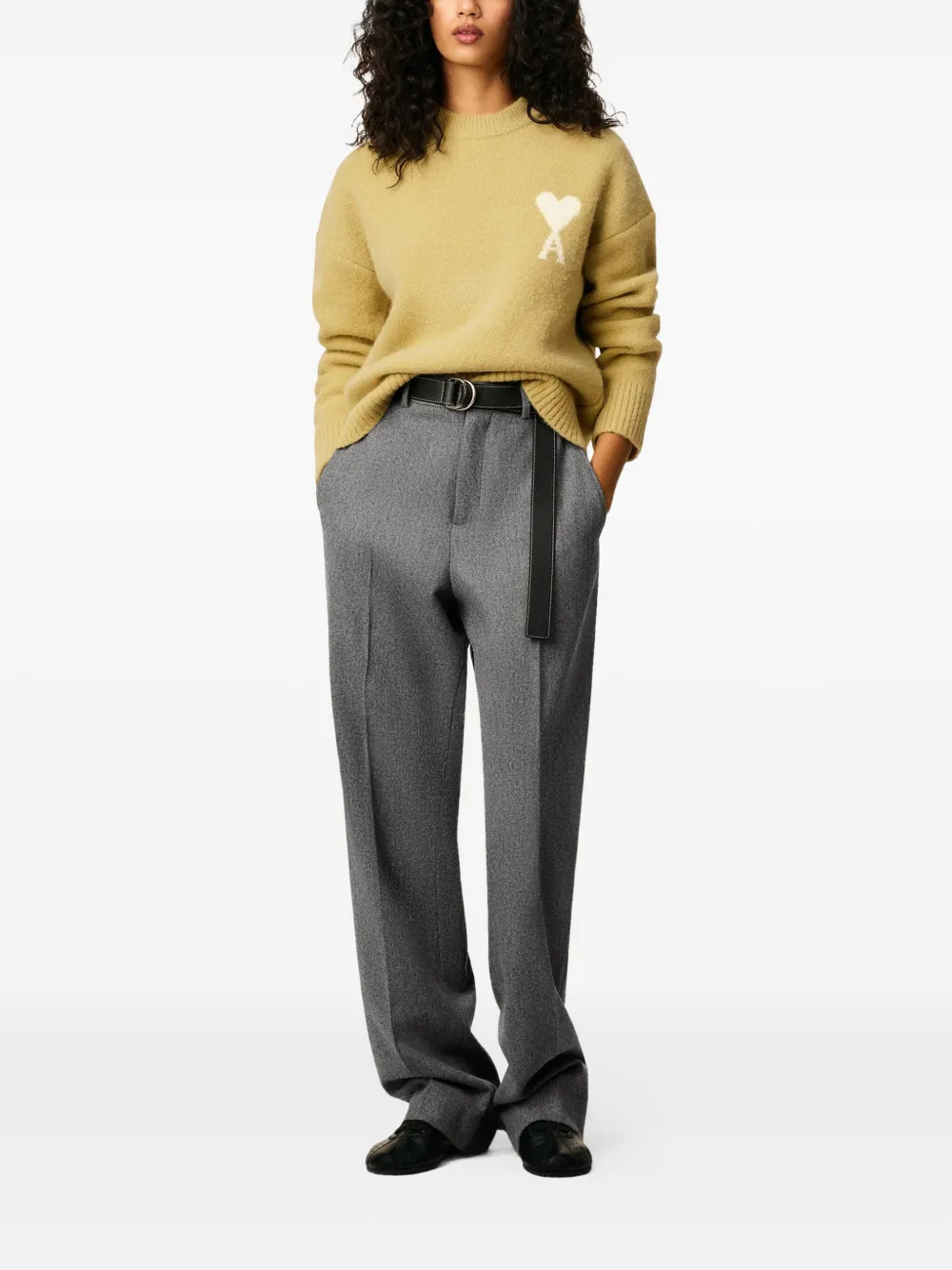 Ami Alexandre Mattiussi Ami De Coeur Sweater In Yellow