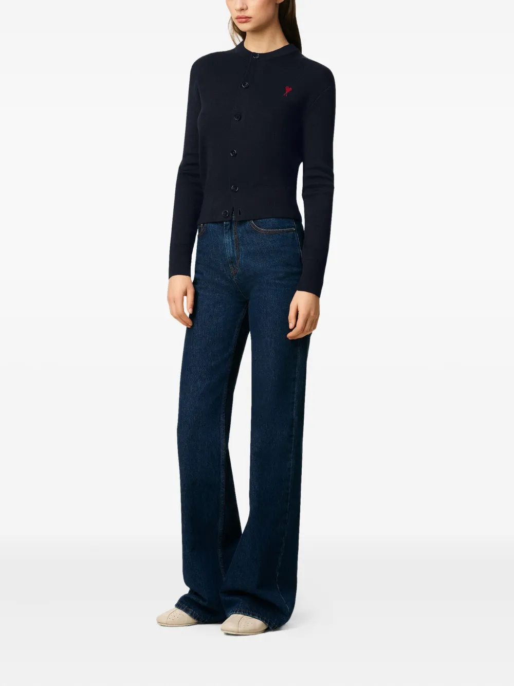 AMI Paris Vest met geborduurd hart Blauw