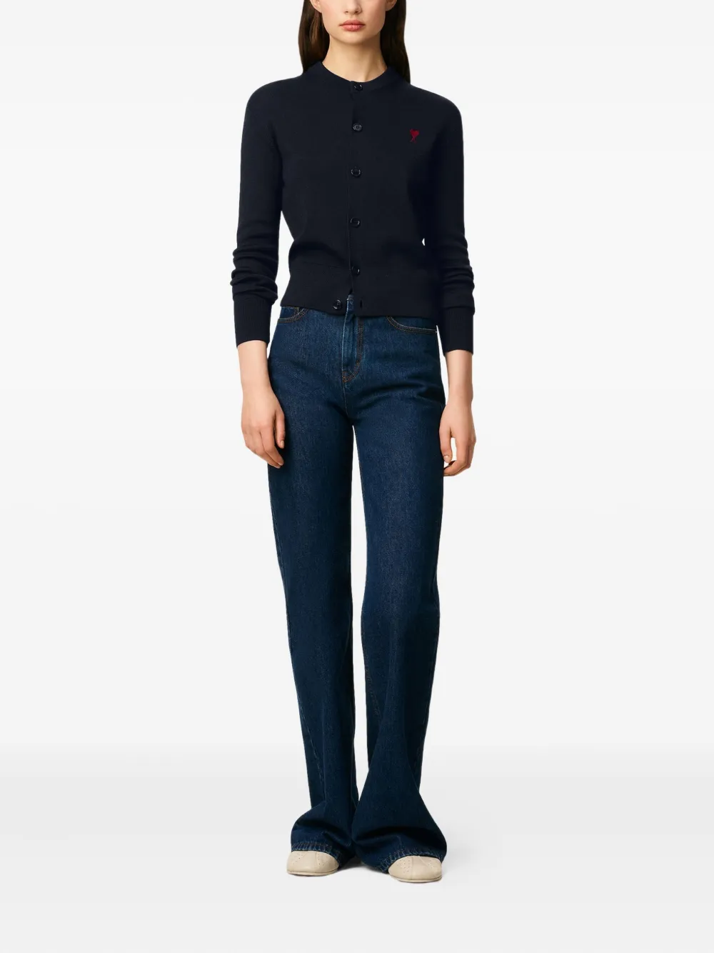 AMI Paris Vest met geborduurd hart Blauw