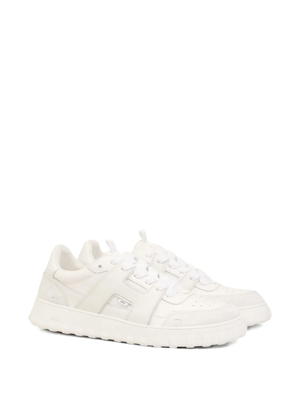 AMI Paris leather suede lace-up sneakers Neutrals