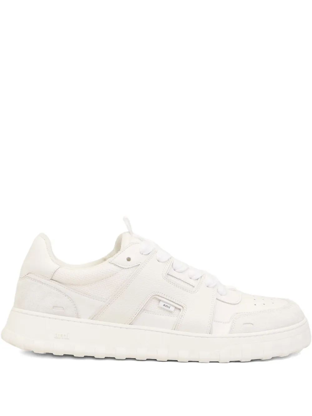 AMI Paris leather suede lace-up sneakers Neutrals