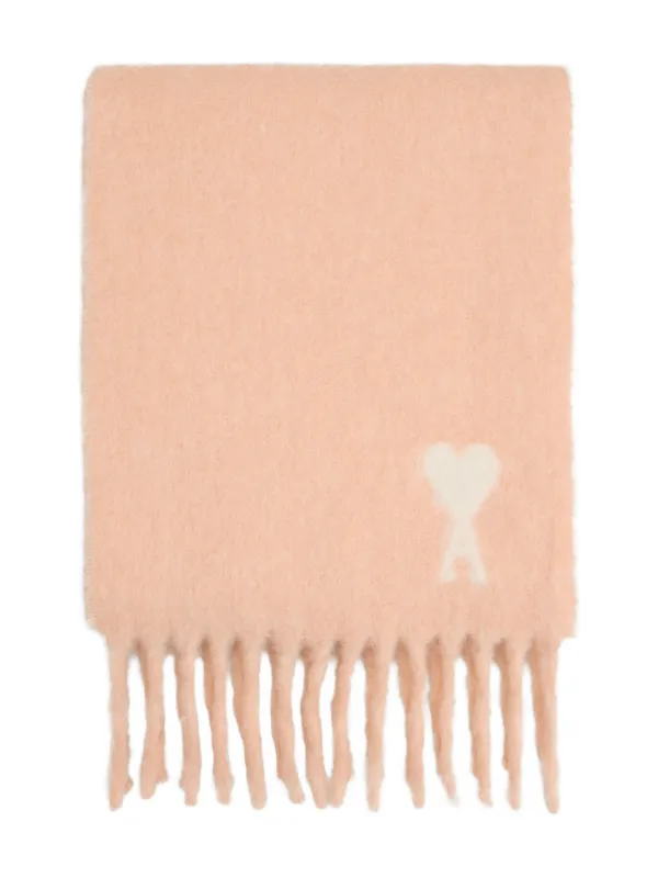 AmiParis／AMIDECOEUR￤ピンク アルパカ オフホワイト スカーフ AMI Paris Off Ami De Coeur スカーフ | ピンク | FARFETCH JP