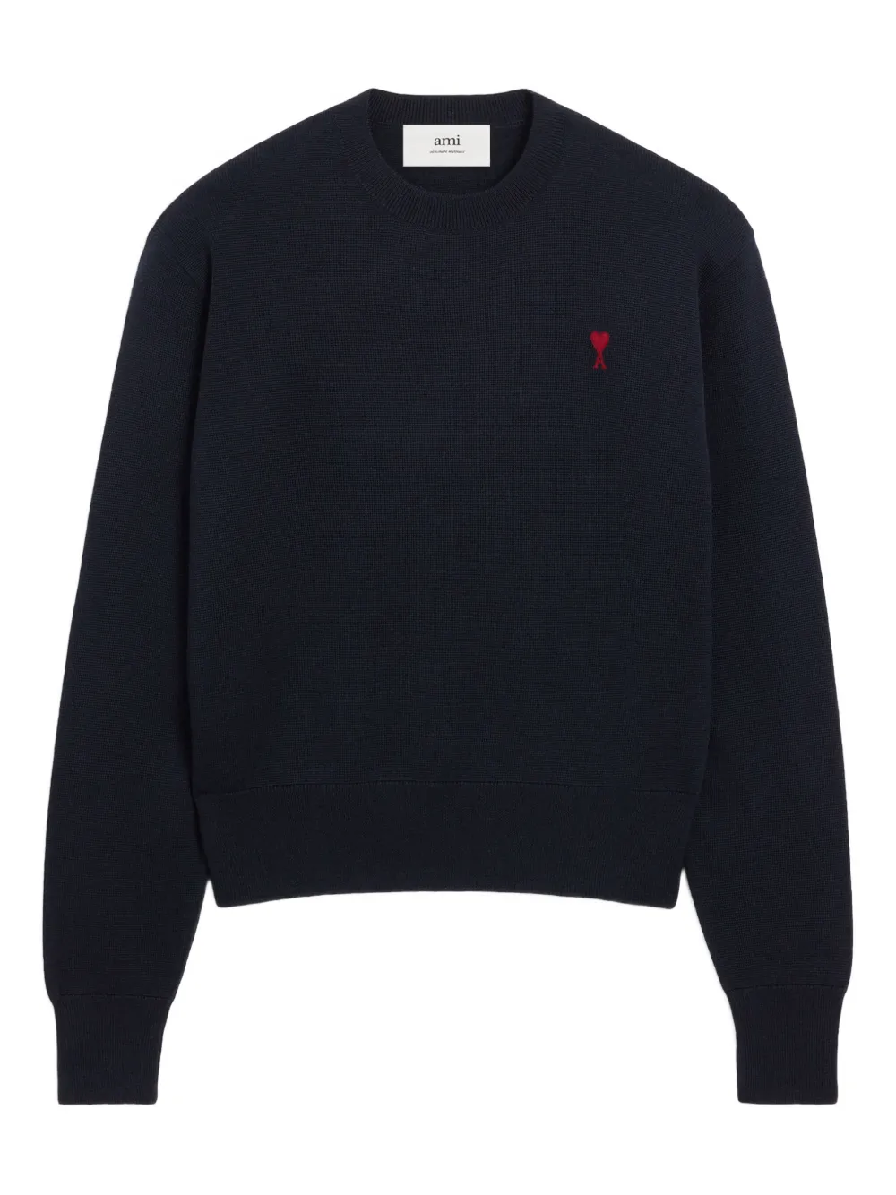 crewneck heart-embroidered sweater