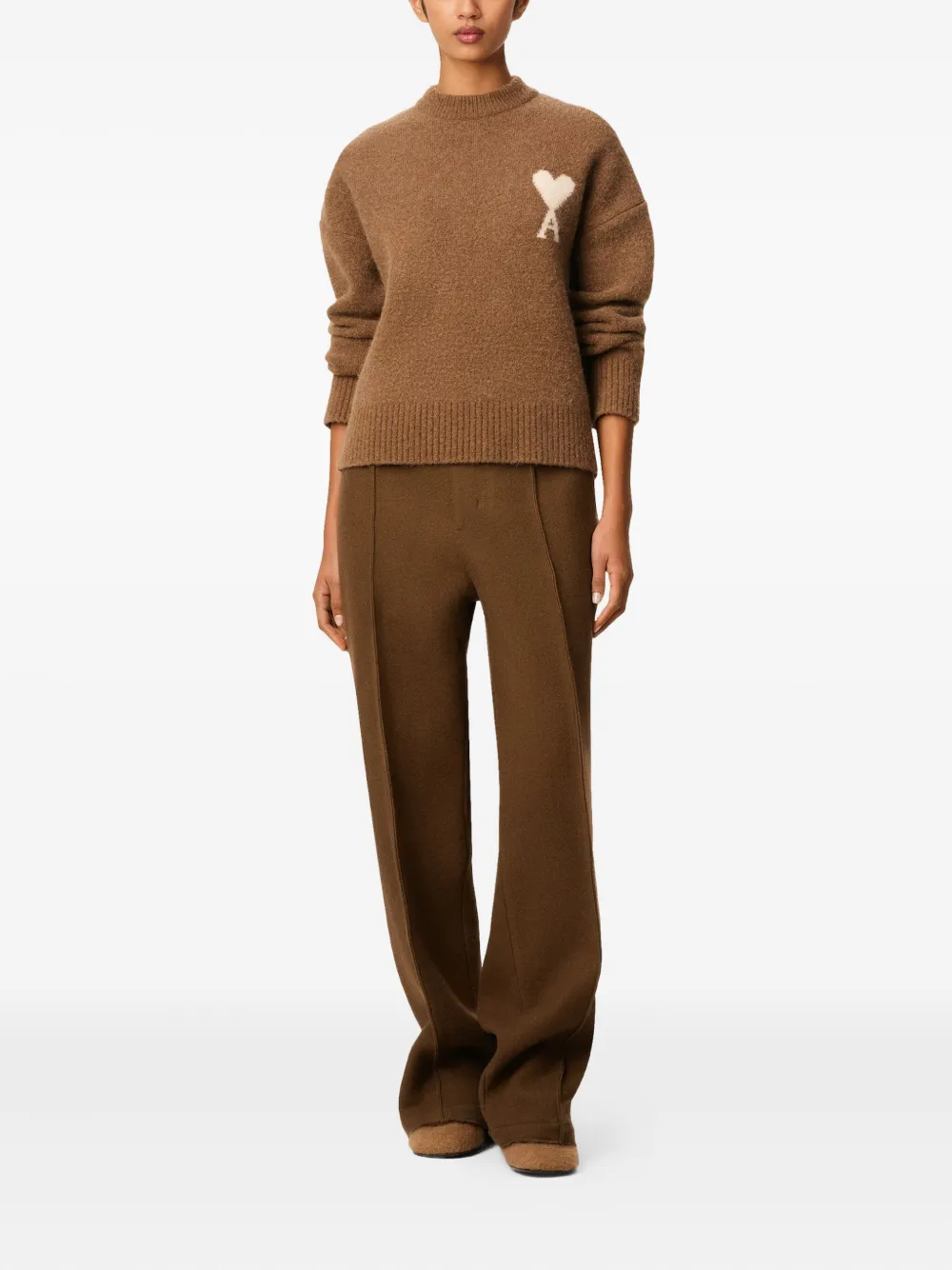 AMI Paris Elastische wollen broek Bruin