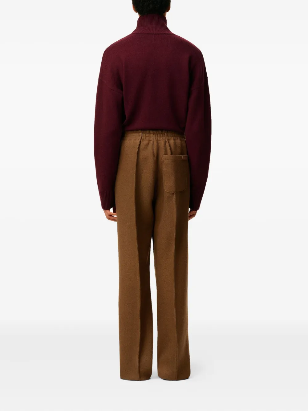 AMI Paris Elastische wollen broek Bruin