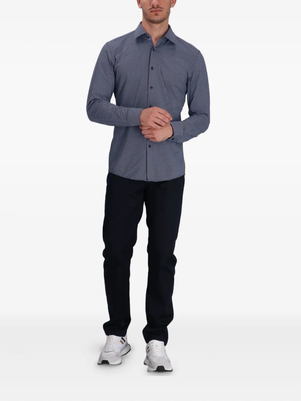 BOSS Overhemd met patroon Blauw