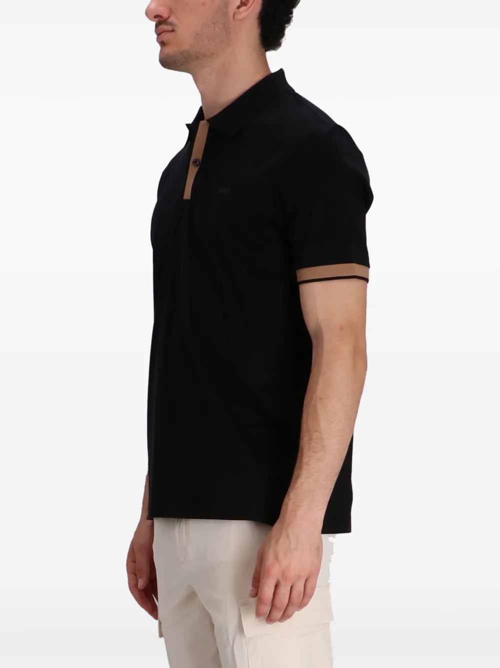 BOSS Poloshirt met contrasterende afwerking Zwart