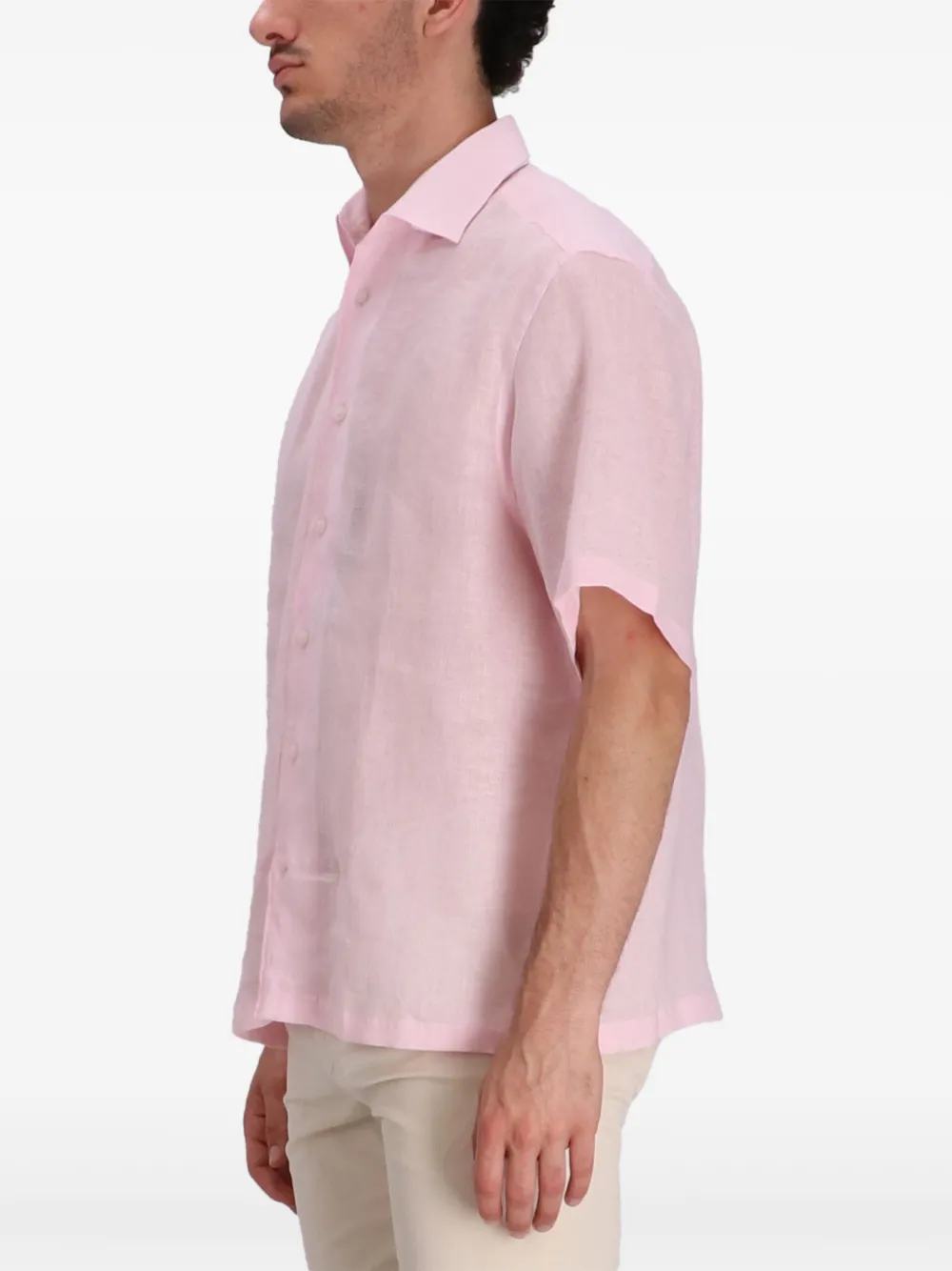 Hugo Boss Short-sleeved Button-up Shirt In Pink