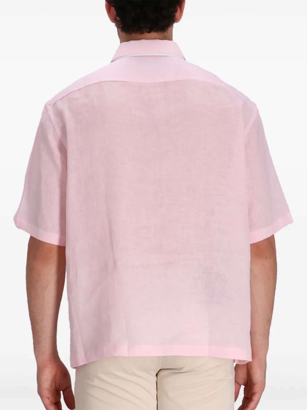 Hugo Boss Short-sleeved Button-up Shirt In Pink