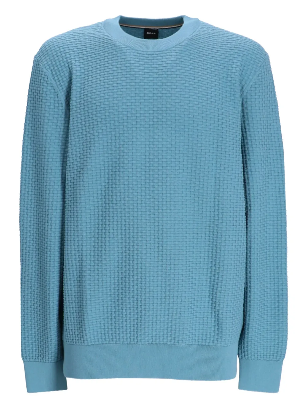BOSS Katoenen trui met ronde hals Blauw
