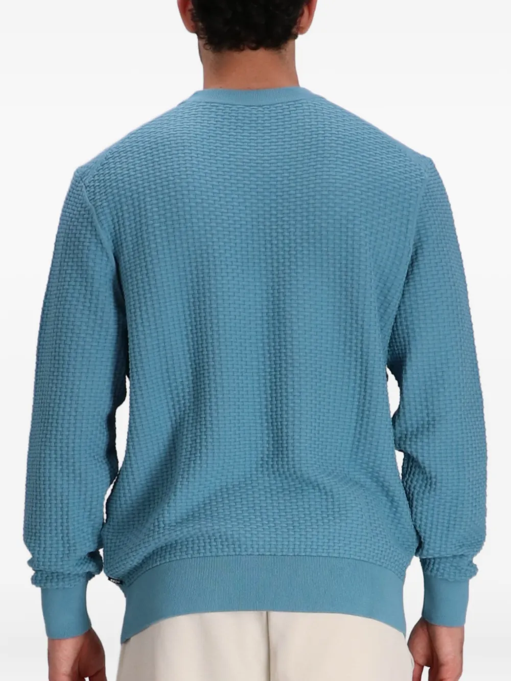 BOSS Katoenen trui met ronde hals Blauw