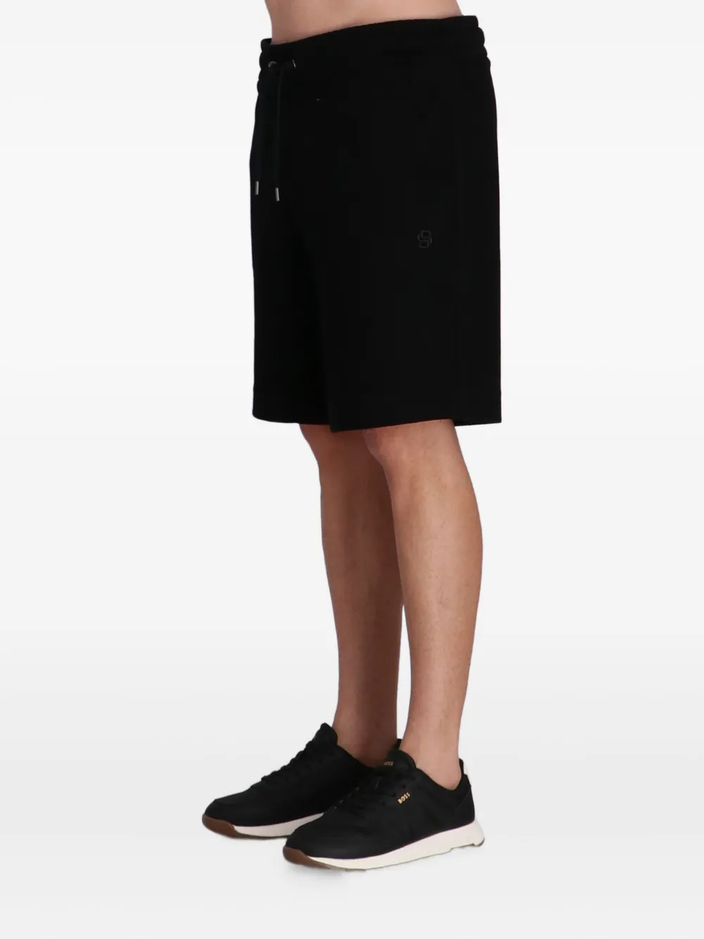 BOSS Katoenen shorts met trekkoord Zwart
