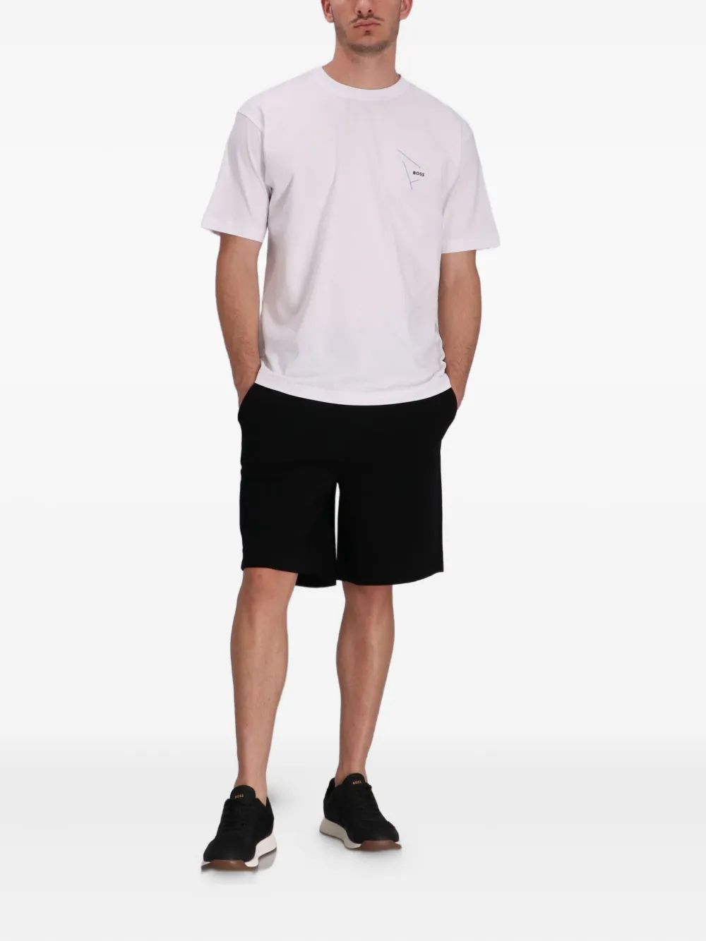 BOSS Katoenen shorts met trekkoord Zwart