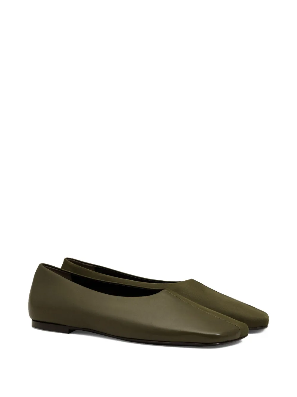 AMI Paris leather square-toe ballet flats Green