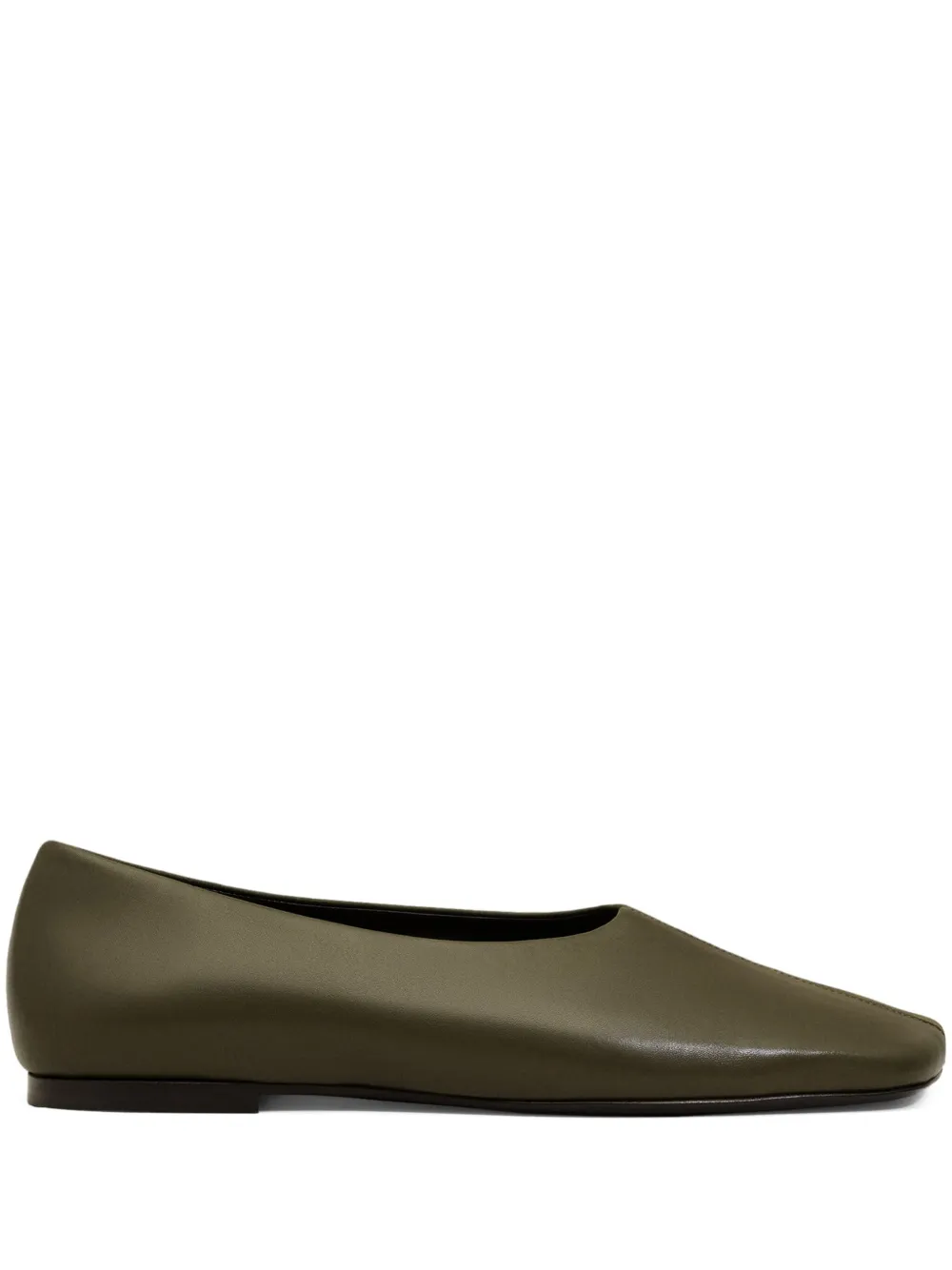 AMI Paris leather square-toe ballet flats Green