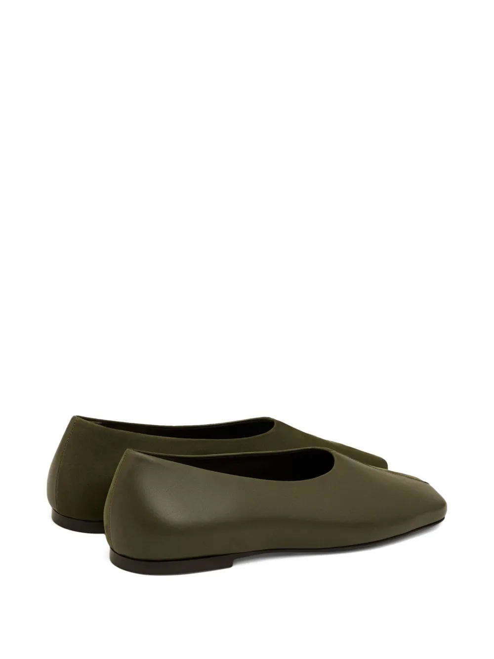AMI Paris leather square-toe ballet flats Green