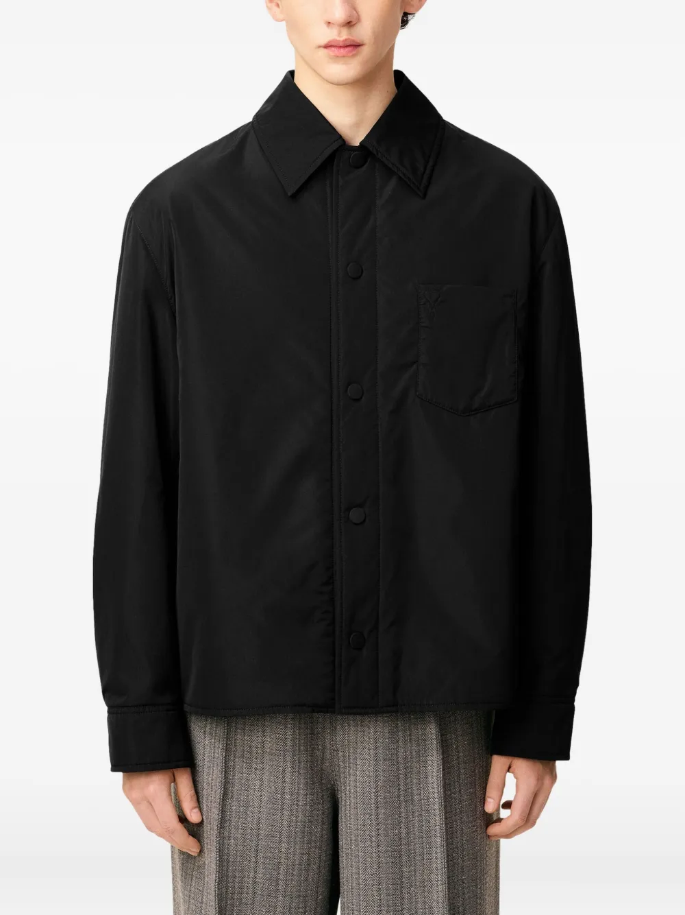 AMI Paris Gewatteerd shirtjack met borstzak Zwart