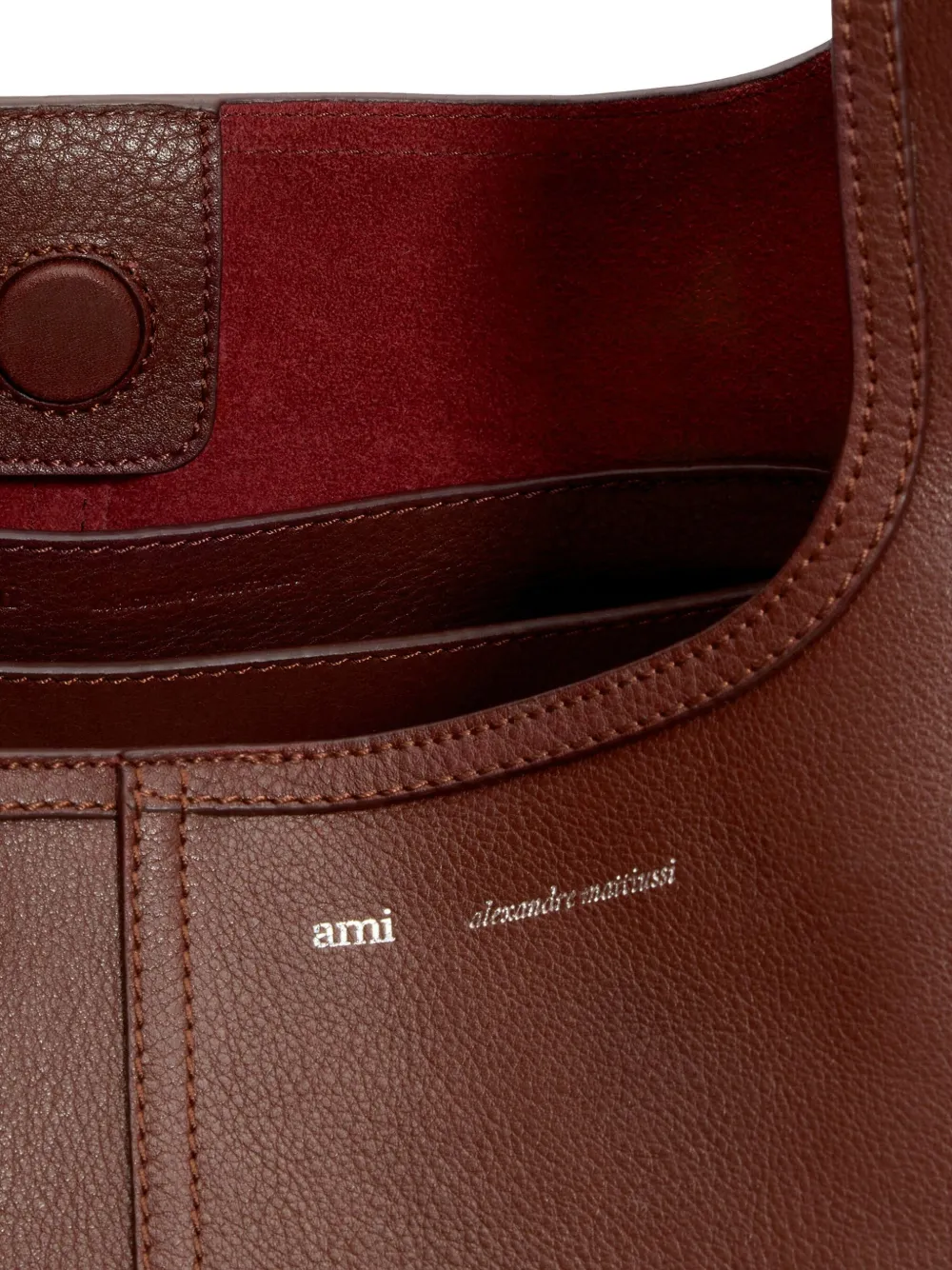 Ami Alexandre Mattiussi Large Leather Tote Bag In Red