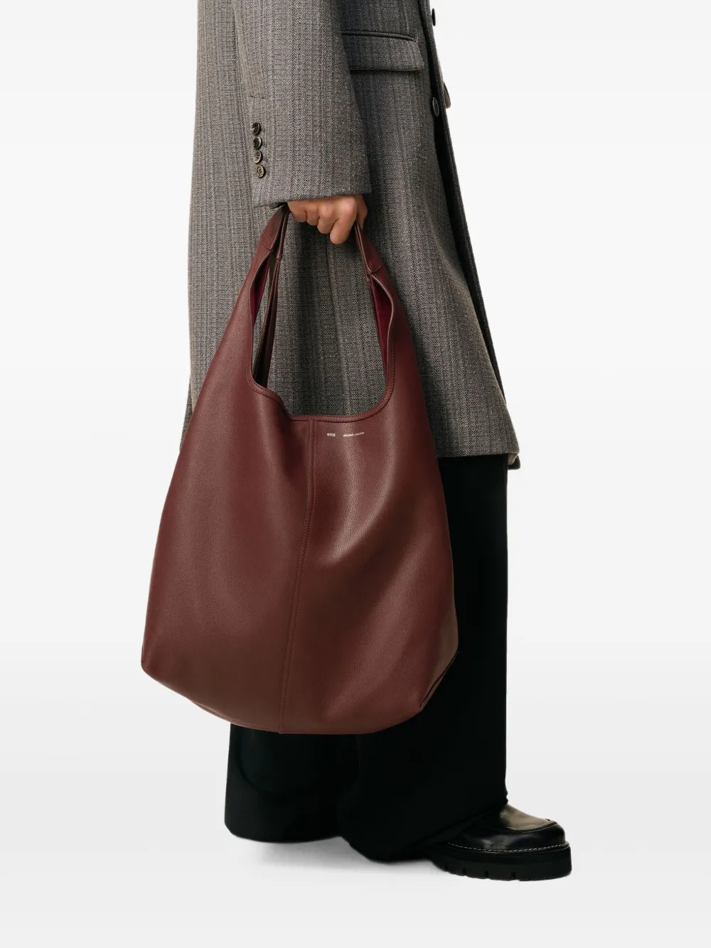 Ami Alexandre Mattiussi Large Leather Tote Bag In Red