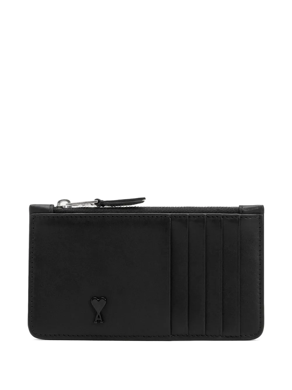 AMI Paris zipped heart-logo cardholder - Nero