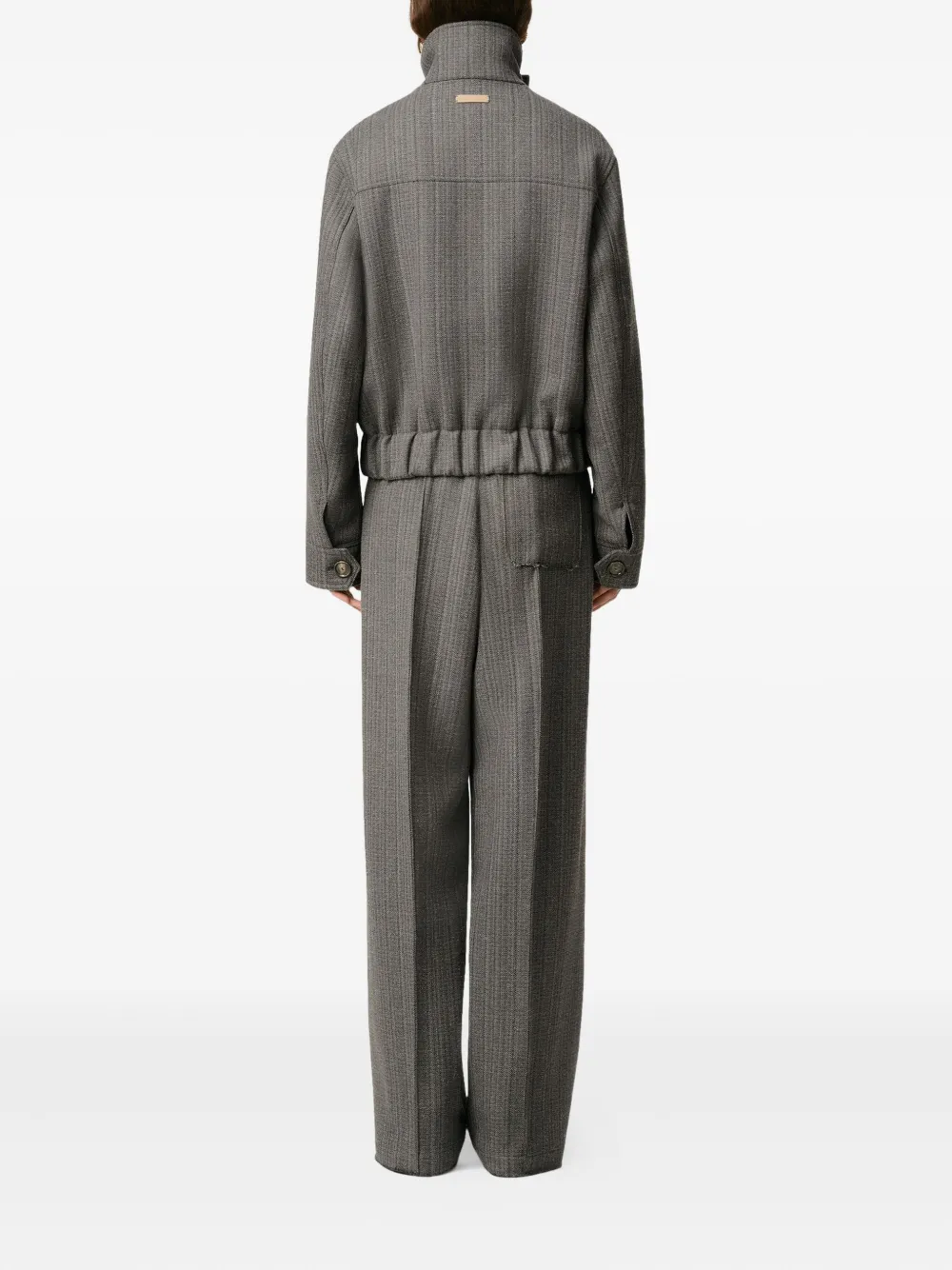 Ami Alexandre Mattiussi Grey Wool Herringbone Harrington Jacket Grey In Gray
