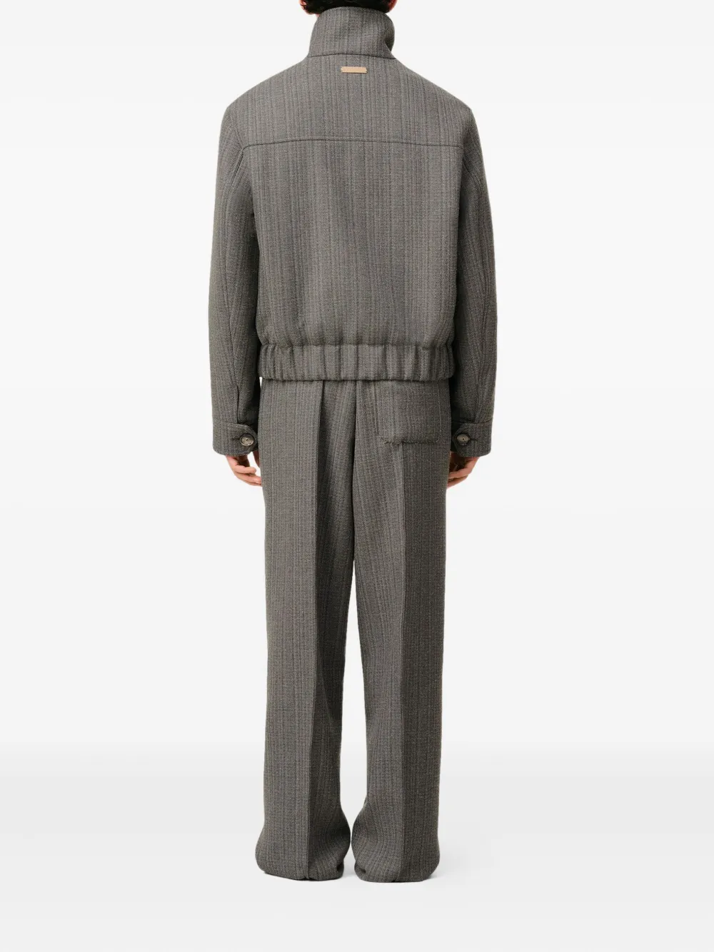 Ami Alexandre Mattiussi Grey Wool Herringbone Harrington Jacket Grey In Gray