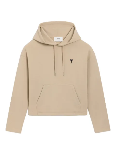 AMI Paris heart-embroidered cotton-fleece hoodie