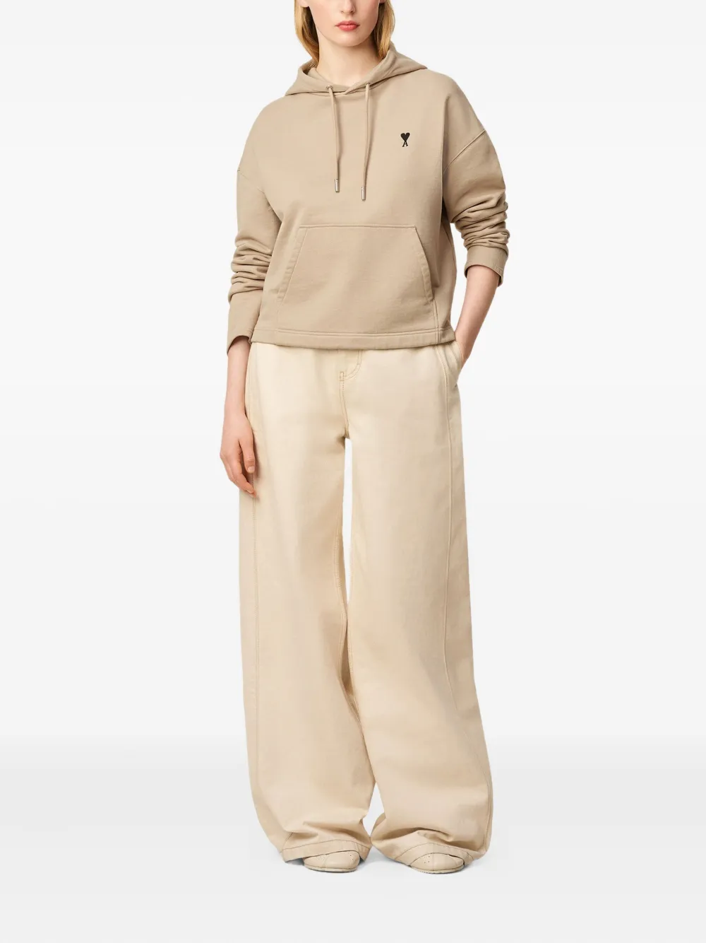 AMI Paris heart-embroidered cotton-fleece hoodie | Hoodies | Image 2