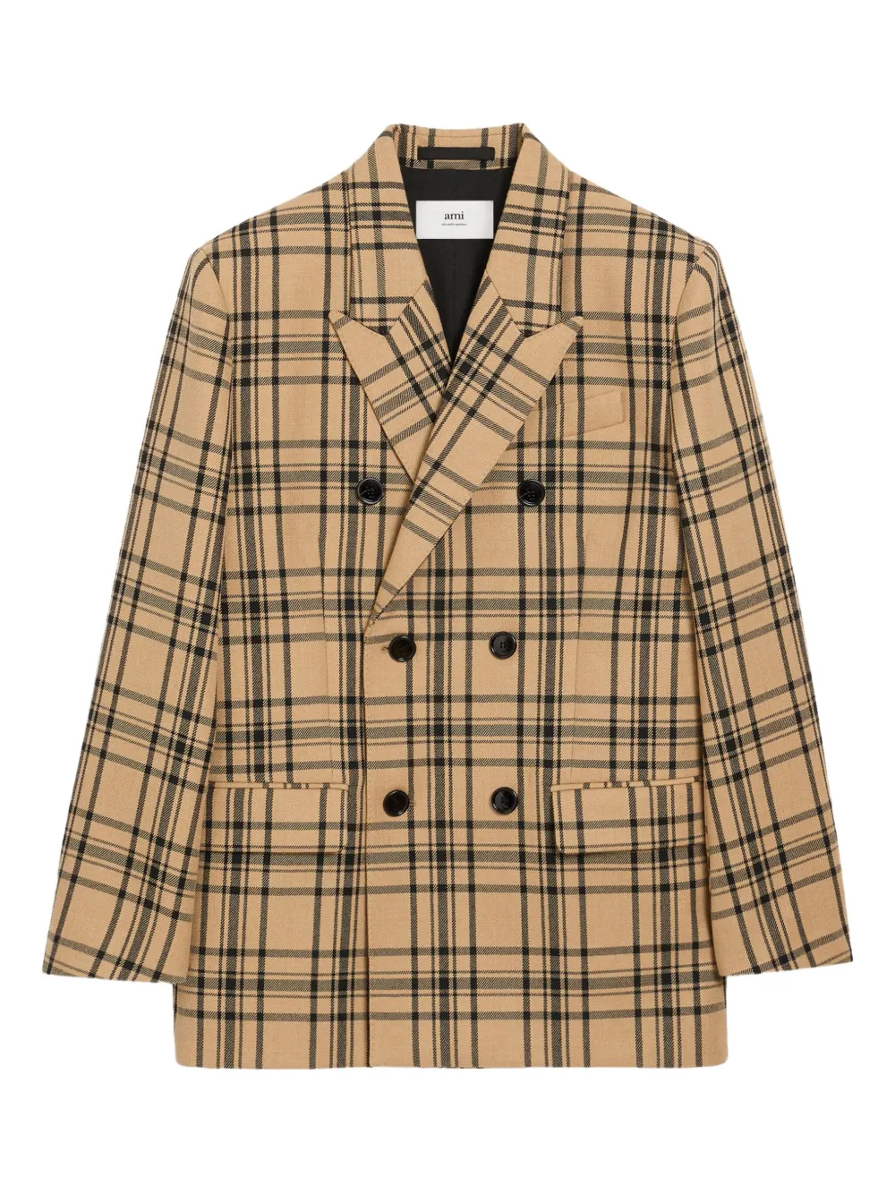 AMI Paris Geruite blazer Beige