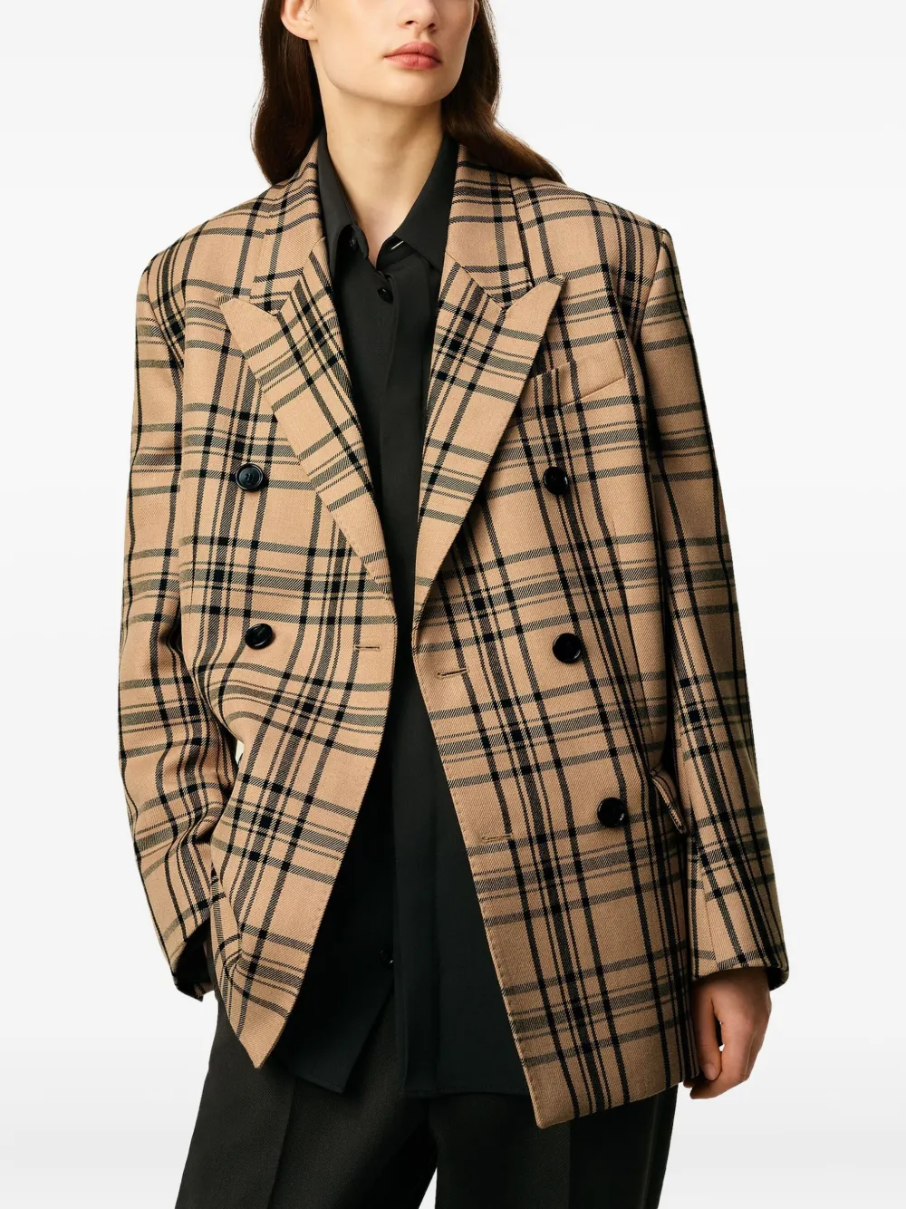 AMI Paris Geruite blazer Beige