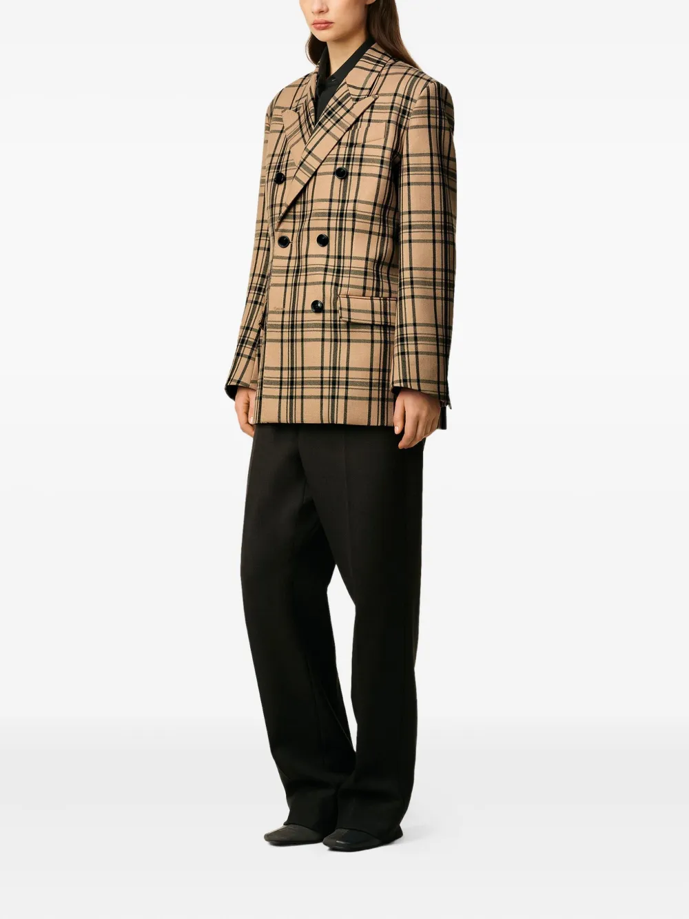 AMI Paris Geruite blazer Beige