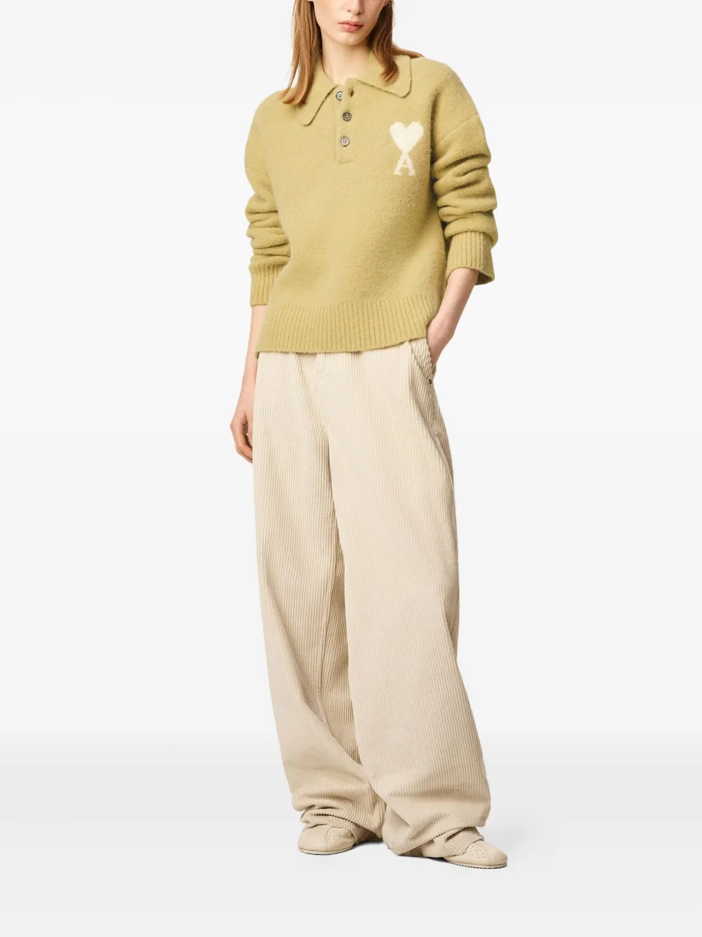 AMI Paris Ami De Coeur long-sleeved polo shirt | Polo Tops | Image 2