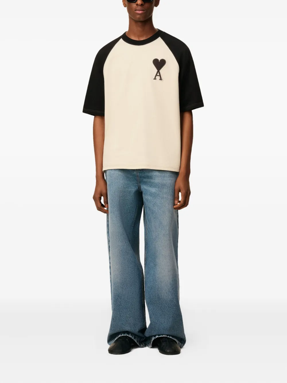 AMI Paris T-shirt met patroon en raglan mouwen Zwart