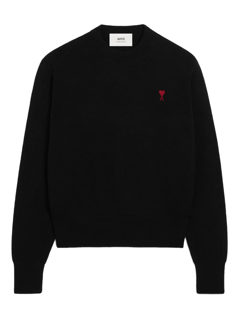 AMI Paris Trui met geborduurd logo en ronde hals Zwart