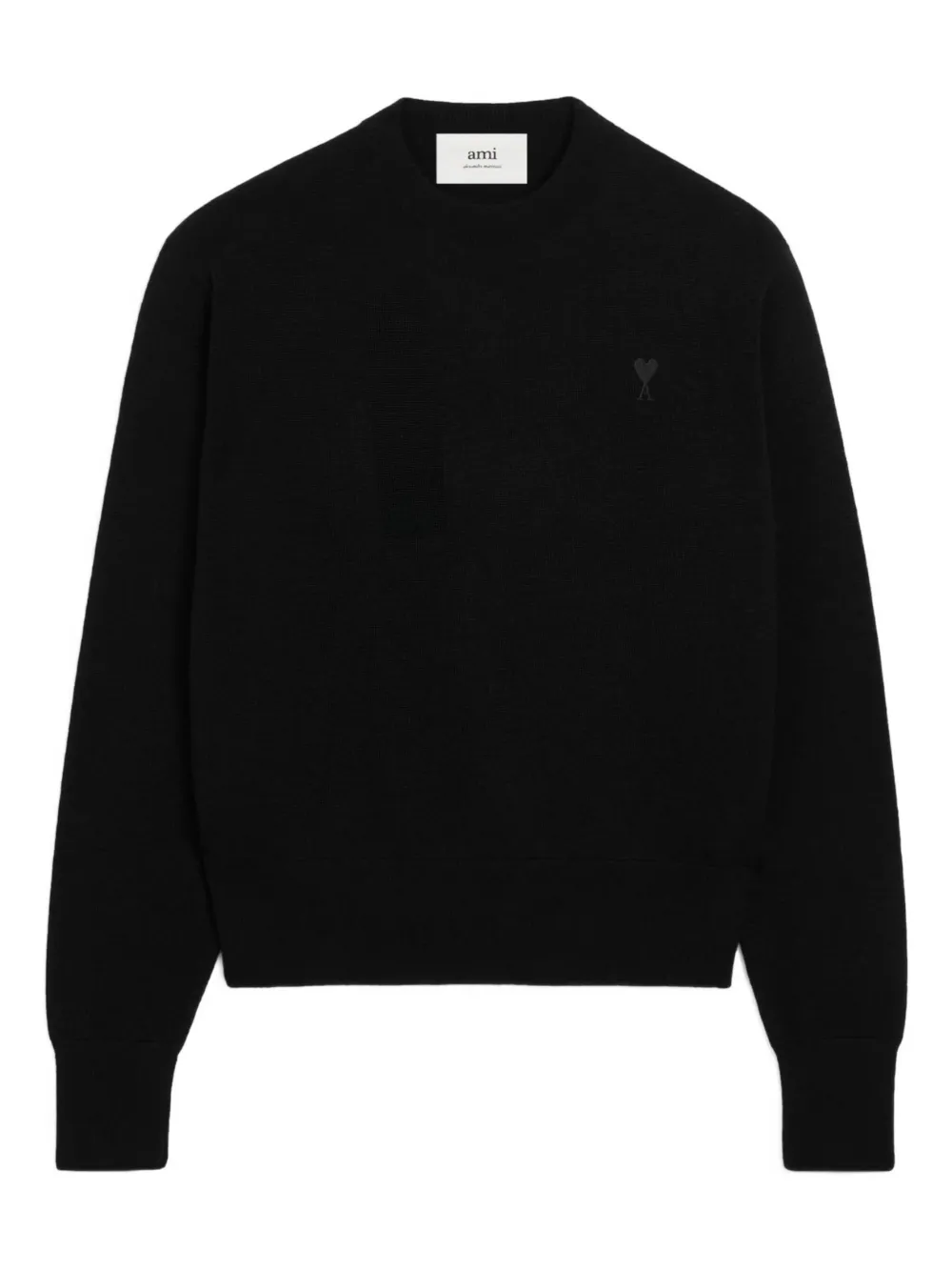 AMI Paris logo-embroidered crew-neck sweater - Schwarz