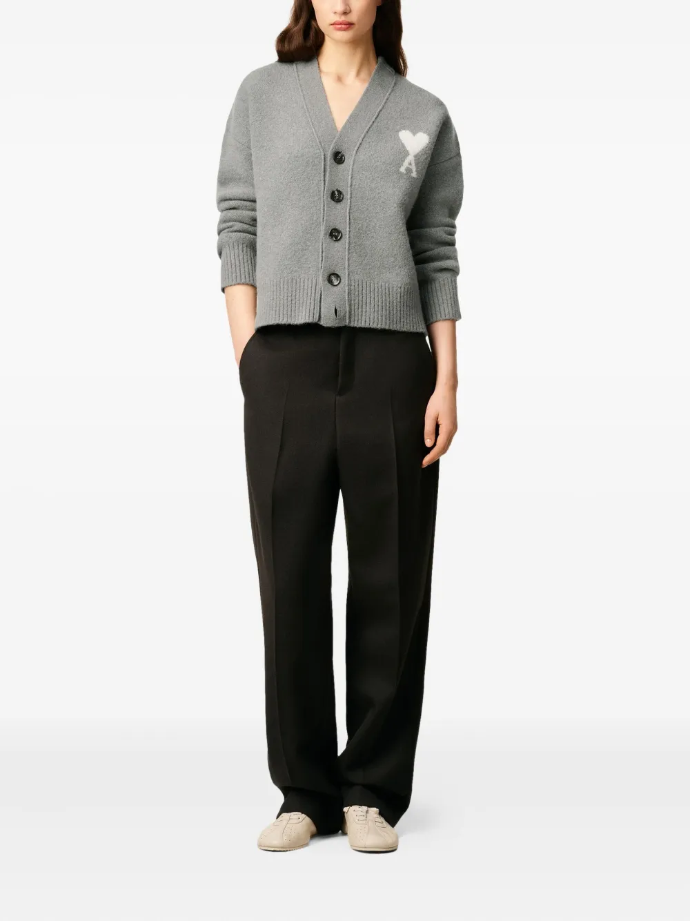 AMI Paris Vest met logo Grijs