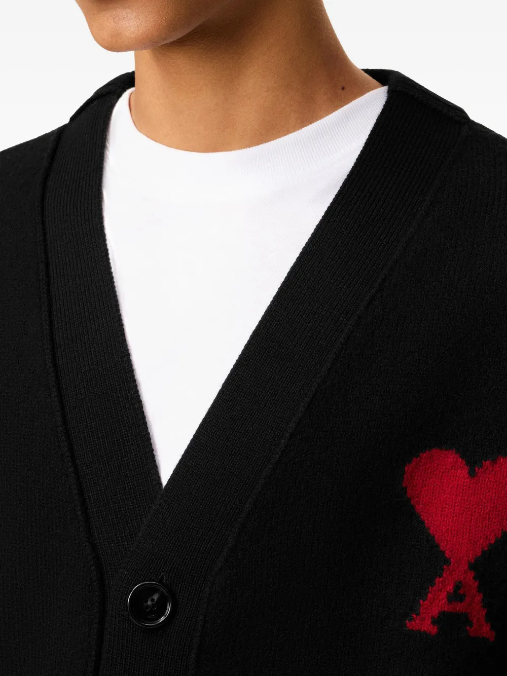 AMI Paris Wollen vest met hartdetail Zwart