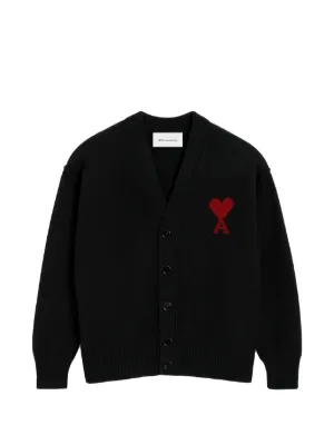 ami paris 定番シルエットカーディガン AMI Paris ロゴ カーディガン | ブラック | FARFETCH JP