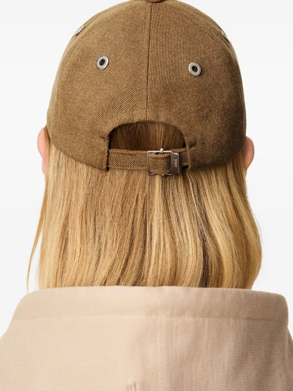 AMI Paris Ami De Coeur Cotton Embossed Cap | Brown | FARFETCH JO