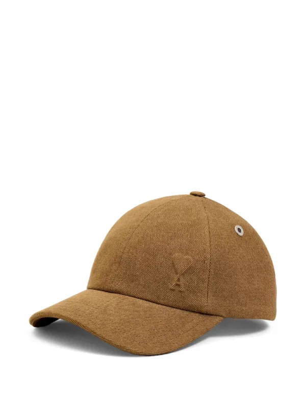 AMI Paris Ami De Coeur Cotton Embossed Cap | Brown | FARFETCH JO